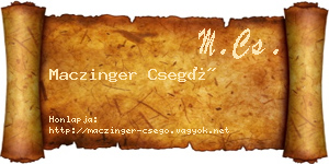 Maczinger Csegő névjegykártya